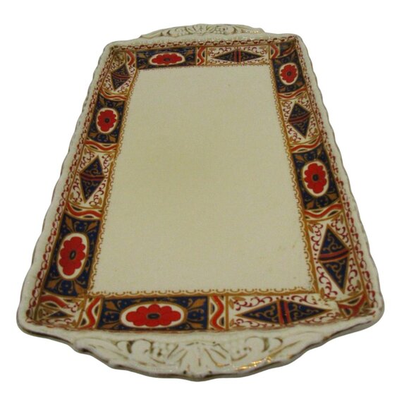 GRINDLEY CERAMIC Tray Ornate Handles Geometric Floral Border England Vintage 11" - Picture 6 of 10